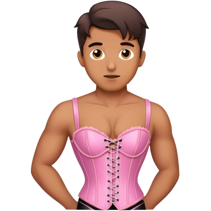 A man wearing a pink corset emoji