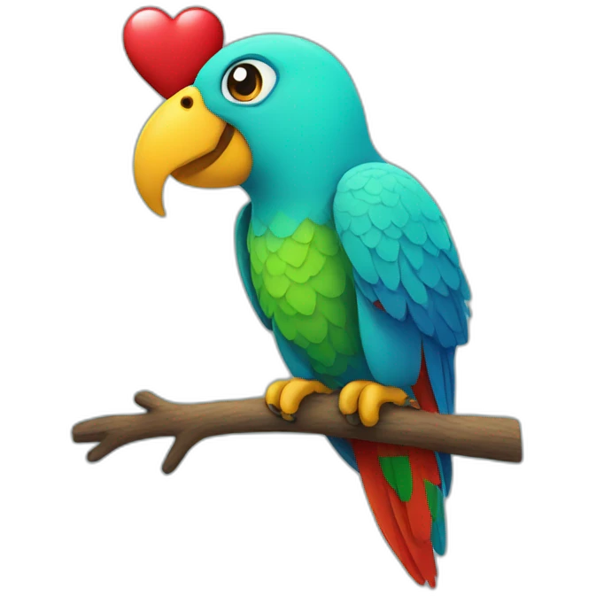 Parrot and heart emoji