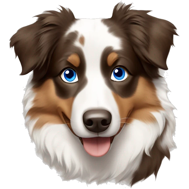 Australian Shepherd with blue eyes and brown and white fur  emoji