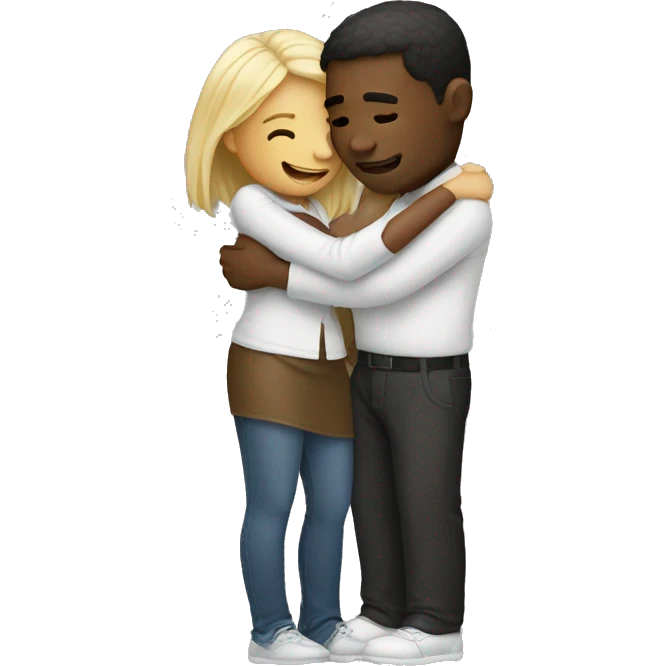Woman hugging white man emoji