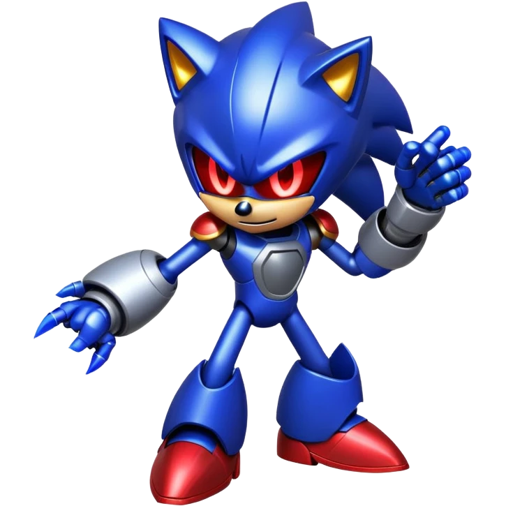 Metal Sonic, charging up energy, electricity effects, villainous expression emoji