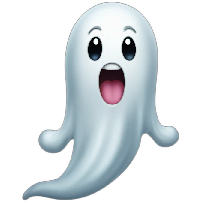 a funny little ghost who sticks out his tongue emoji