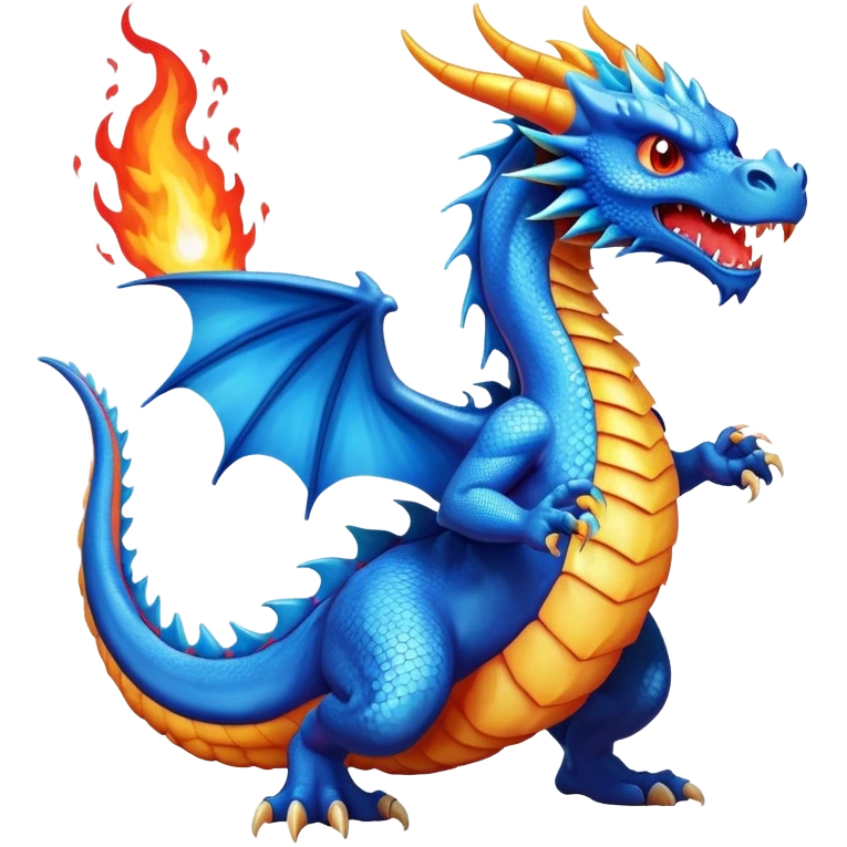 Dragon bleu qui crache du feu emoji