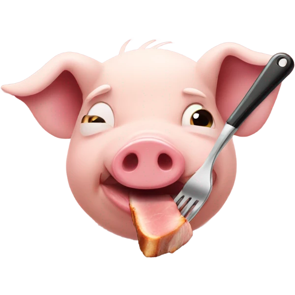 Pig eating a pork chop emoji