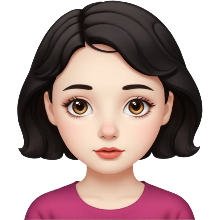 aesthetic girl , pale skin, doe eyes, button nose, soft arched brows,round face,full lips,short wavy black hair. please kindly genarate this avatar emoji