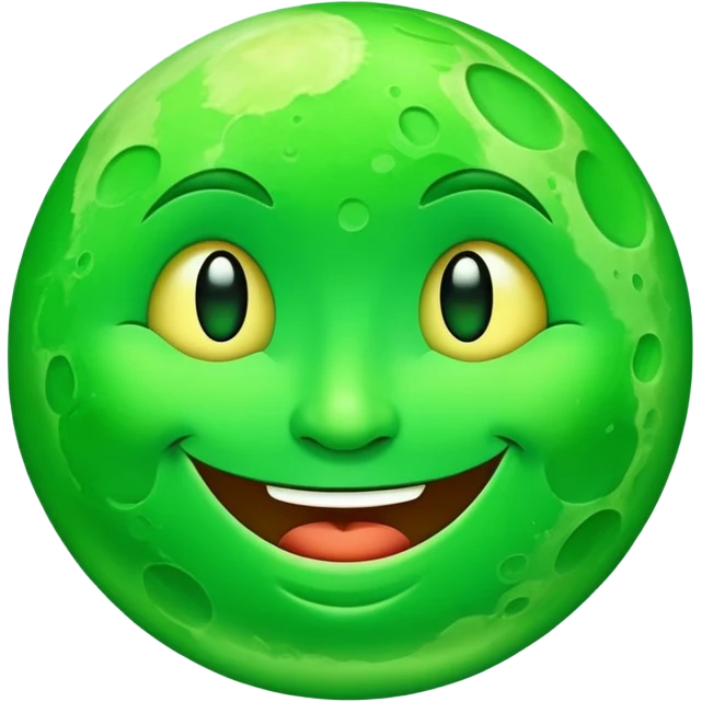 green smiling moon face emoji