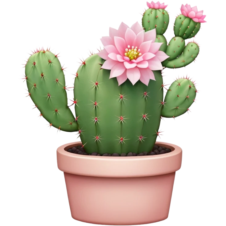 1 Pastel green cactus with tiny pastel pink flower emoji