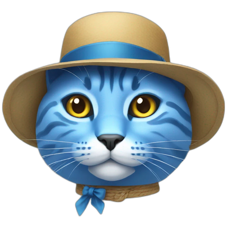 Blue Cat with hat emoji