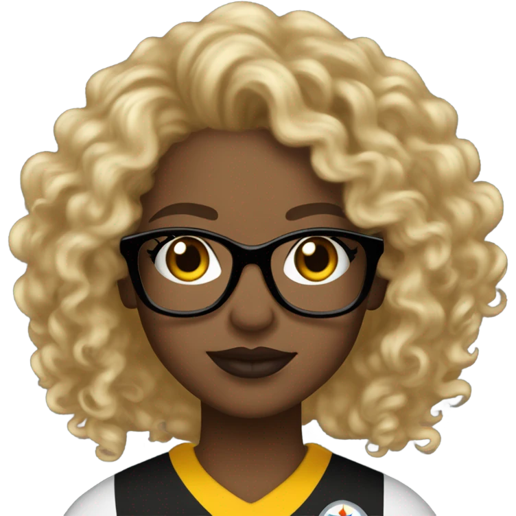 Steelers nfl girl brown skin full lips long blonde curly glasses emoji