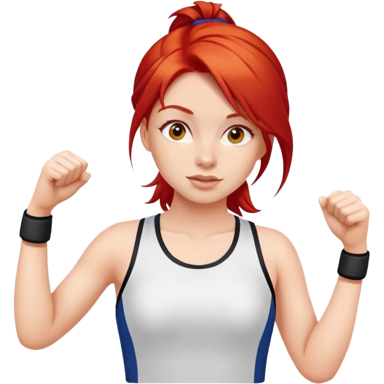 Девушка с красными волосами занимается спортом emoji