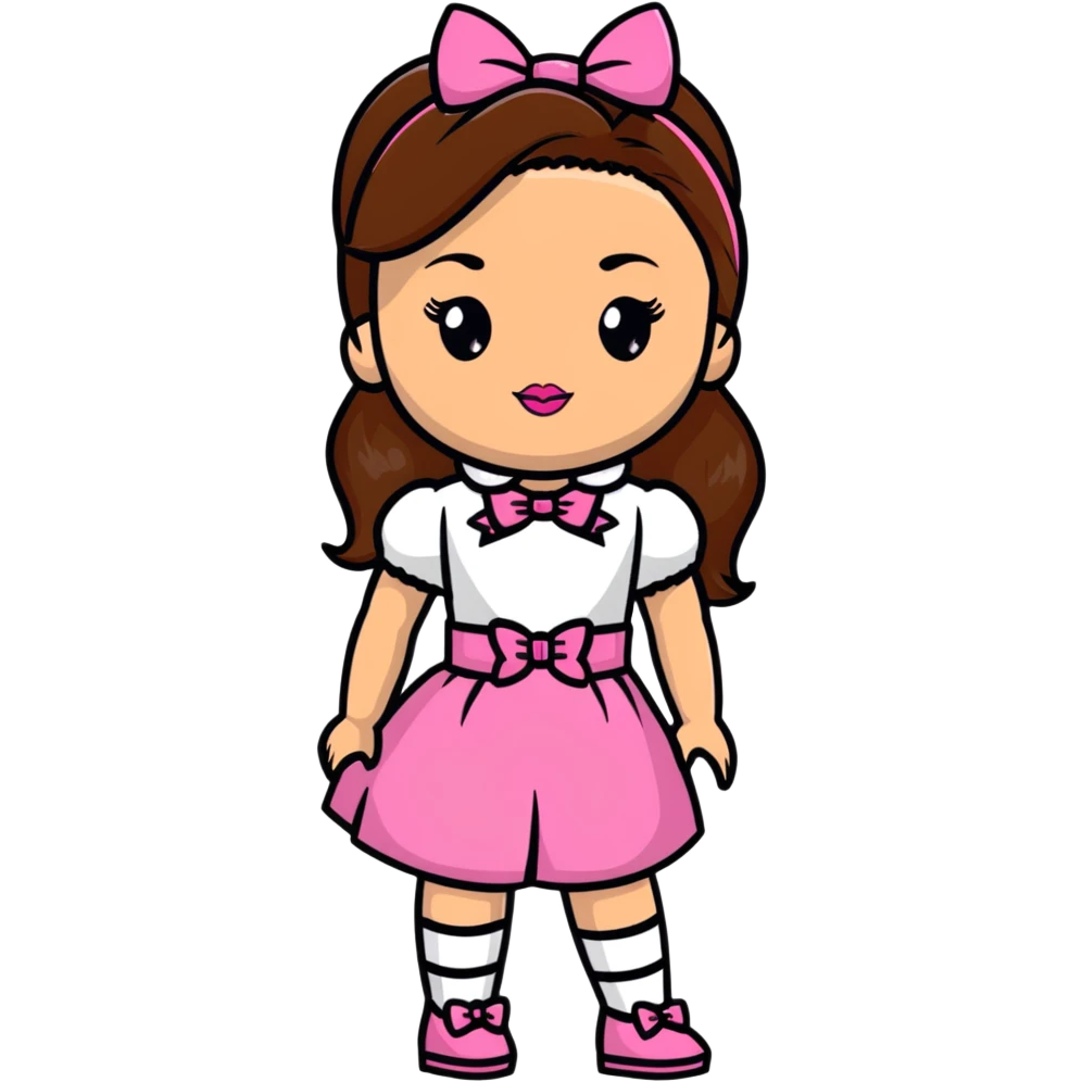 Bratz doll with brown hair and pink bow emoji