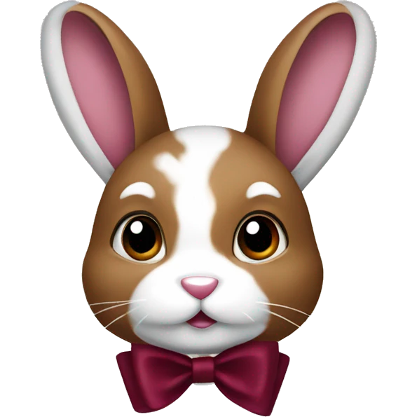 Brown and white bunny with burgundy bow emoji