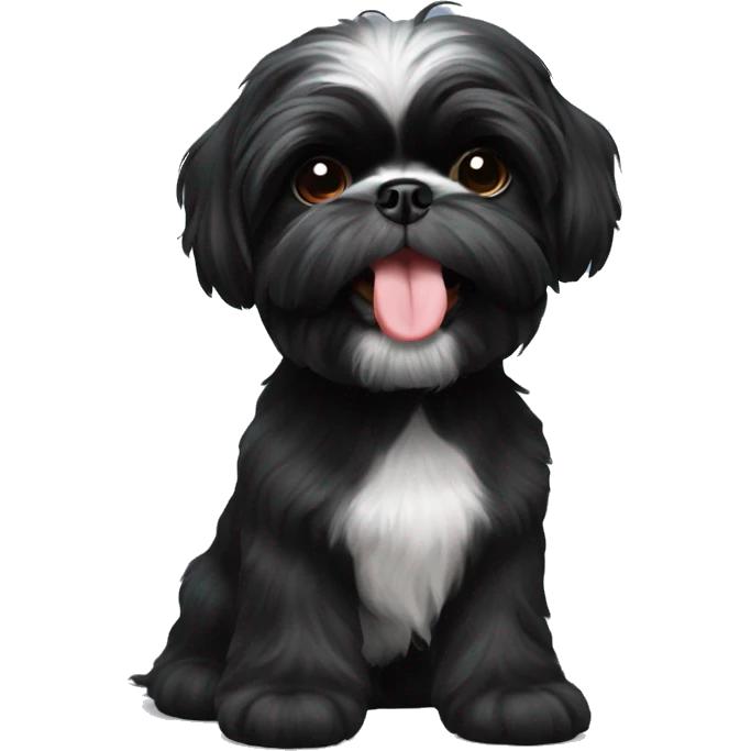 Black shih tzu with tongue out  emoji