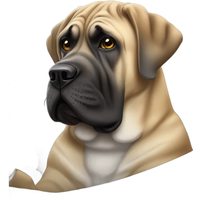 English Mastiff driving a racecar emoji