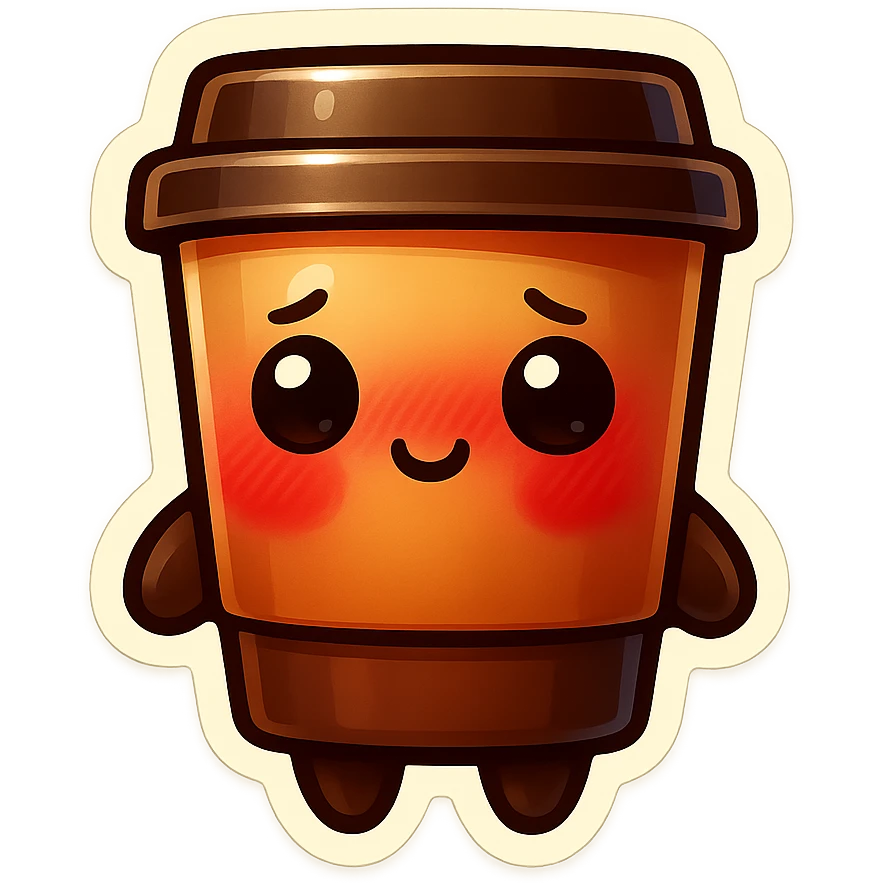 Tall coffee cup, shy, deep blush, dramatic blush emoji