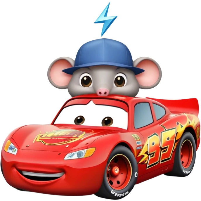 Lightning McQueen with rat hat emoji
