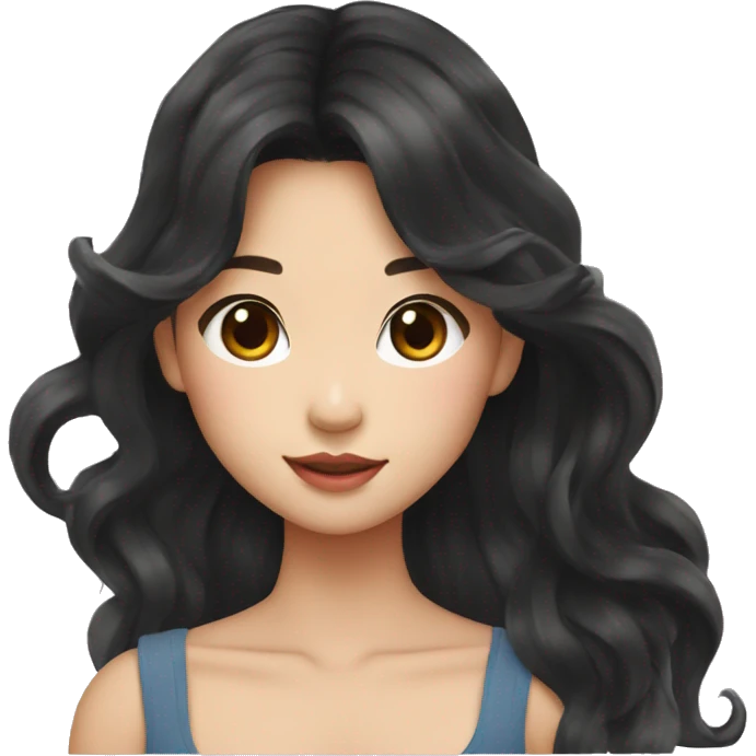 taiwanese girl with long black wavy hair in a crop top emoji