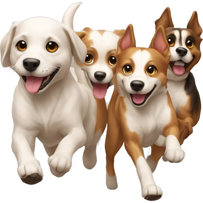 3 dogs  running together emoji