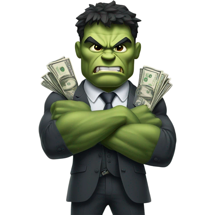 Hulk in business suit holding money  emoji