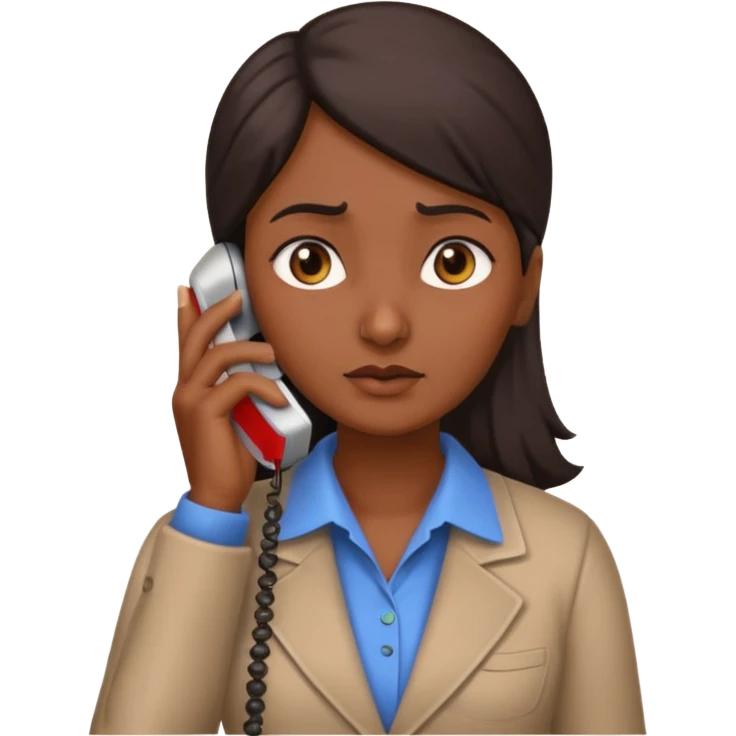 generate an indian female teacher calling. looking upset emoji