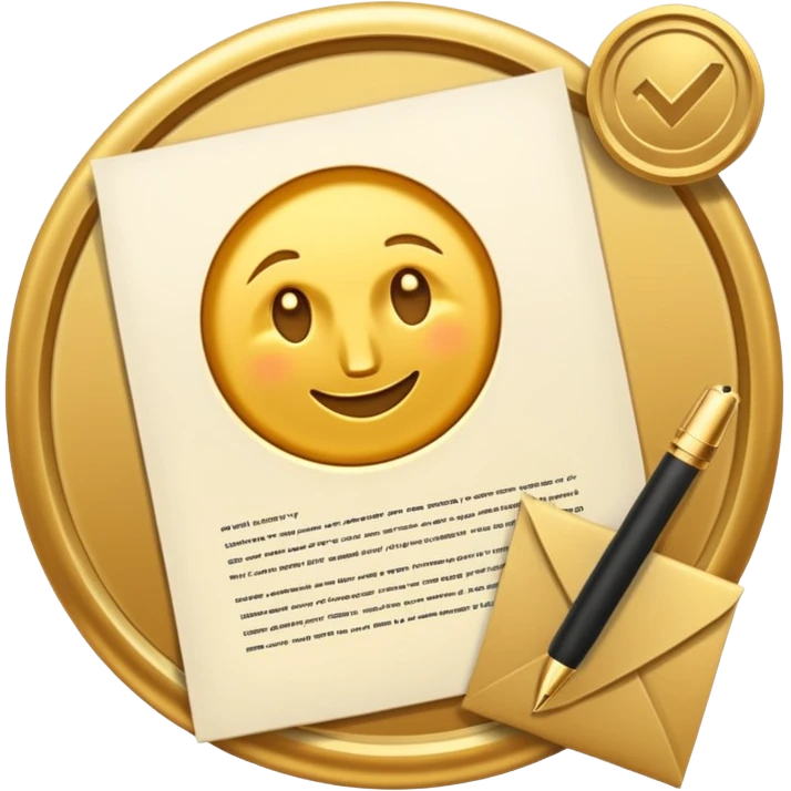 Contract golden paper signed, warranty emoji
