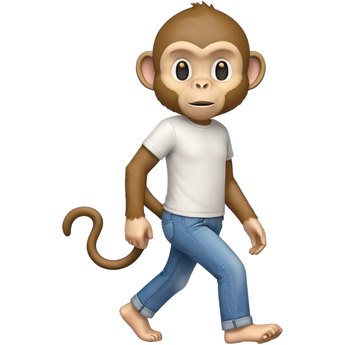 anthropomorphised monkey in jeans and t-shirt walking upright emoji