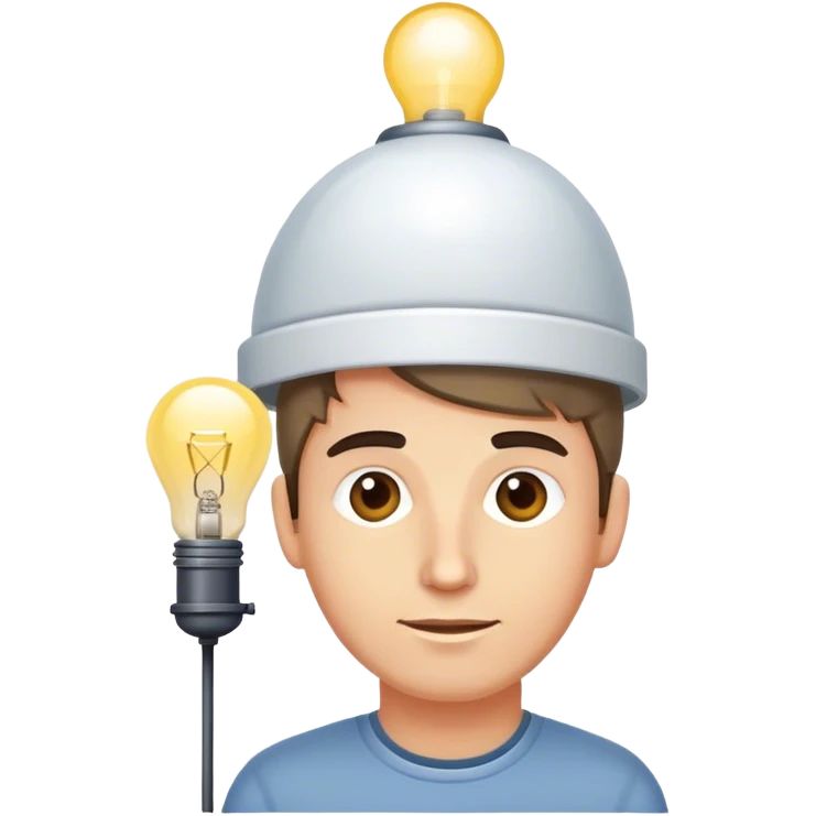 caucasian programmer with lamp on a head emoji