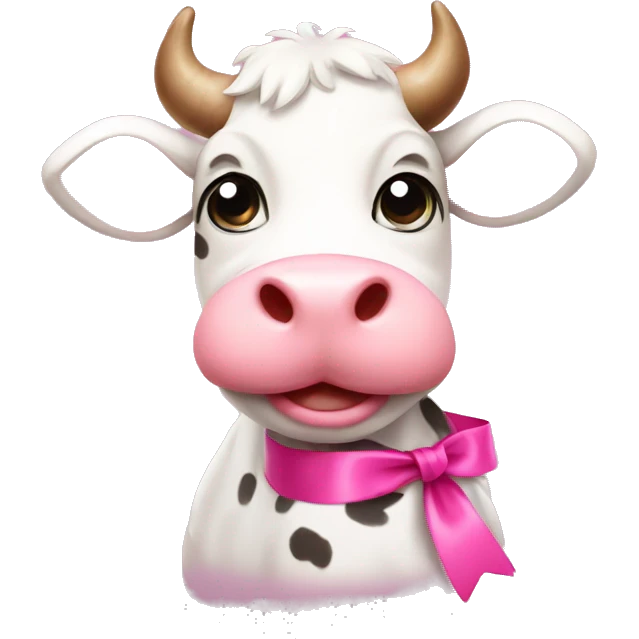 Cute cow with pink ribbon  emoji