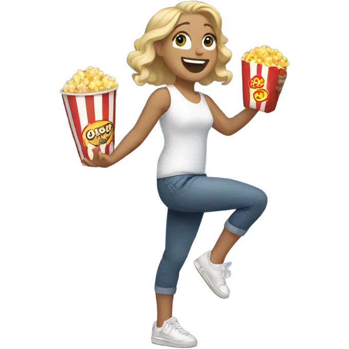 White Girl dancing with snacks  emoji