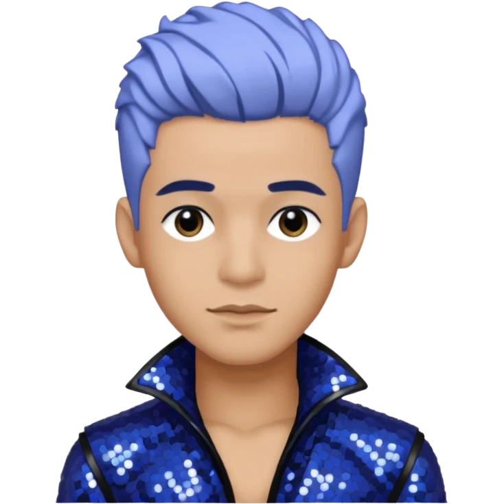 Rauw Alejandro, Puerto Rican Singer with periwinkle hair, black sequin outfit emoji
