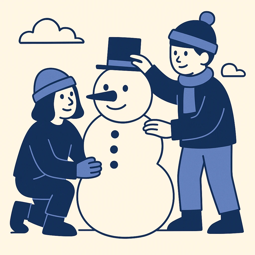 people making a snowman emoji