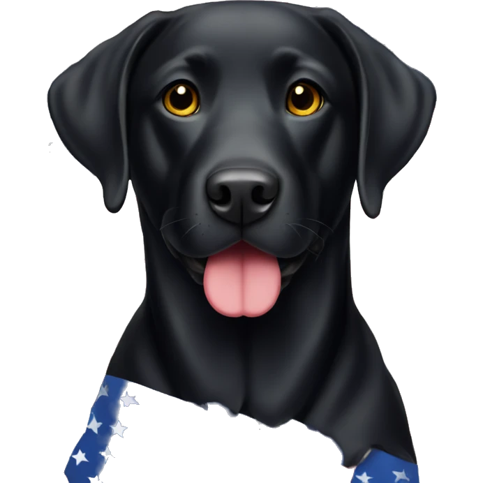 Black Labrador with American flag emoji