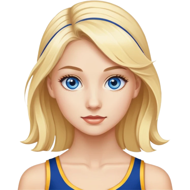 blonde girl with blue eyes, with dance uniform on for the pacers basketball dance team emoji