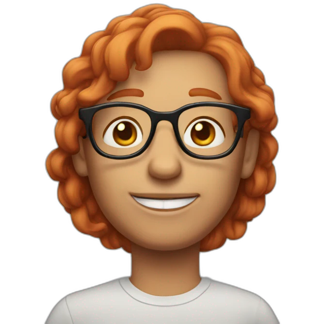 50years old red hair with glasses emoji