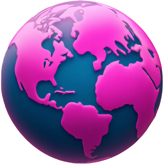 Hot pink planet earth detailed  emoji