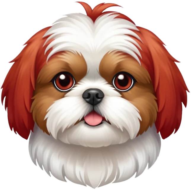 Shih tzu with red and white hair emoji