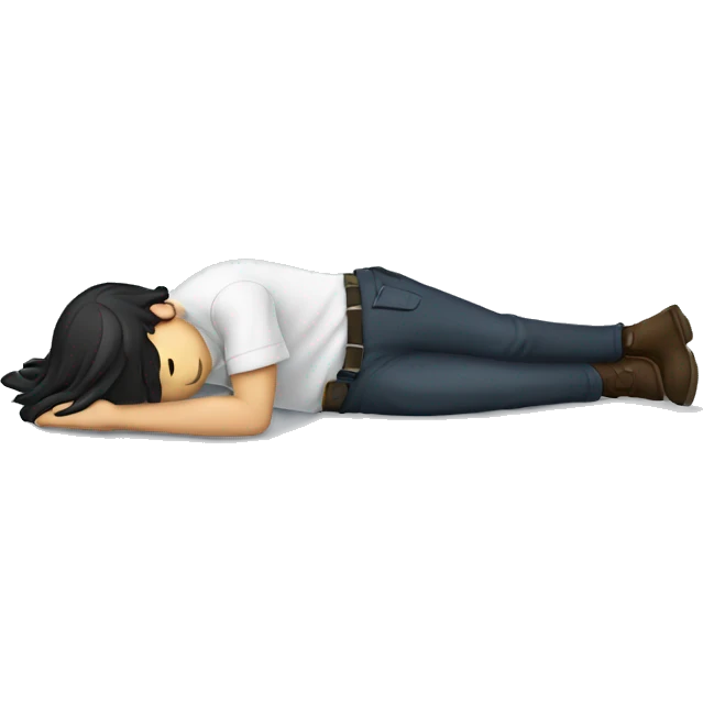 Black long haired white man lying unconscious on the ground emoji