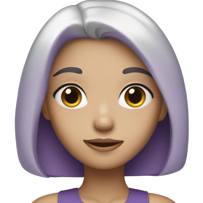 A girl with short white hair
 and purple eyes and beautiful 
 emoji