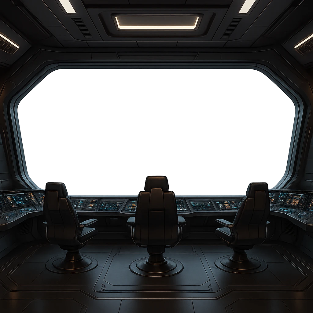 a sophisticated starcruiser command deck viewing port, the viewscreen is alpha-transparent emoji