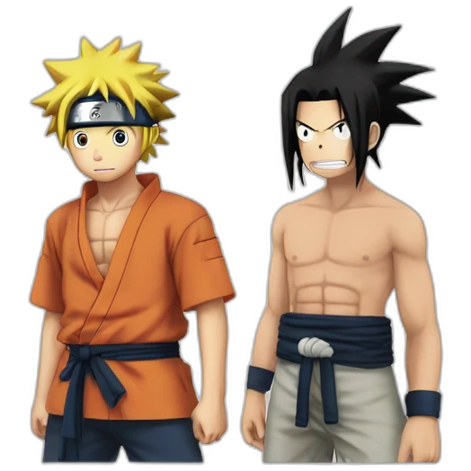 Naruto et Luffy qui se serre la main emoji