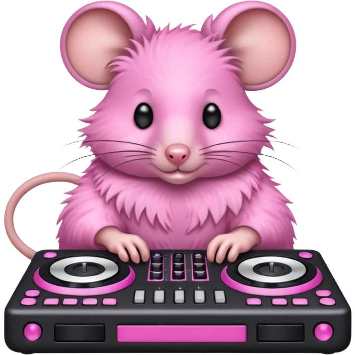 Pink rat using dj decks emoji