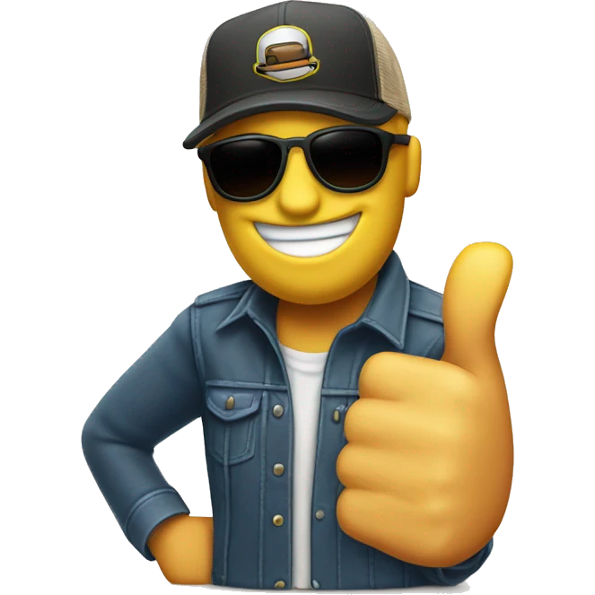thumbs up with  sunglasses and trucker hat emoji