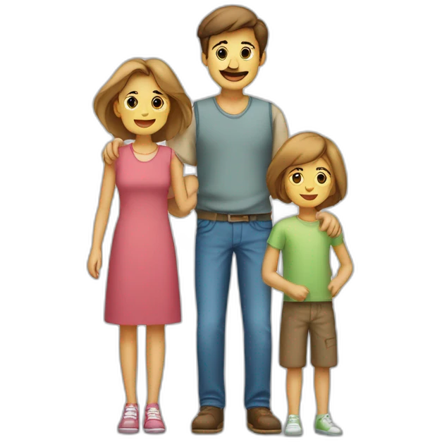 famille de 2 garcon et 1 fille et parents emoji