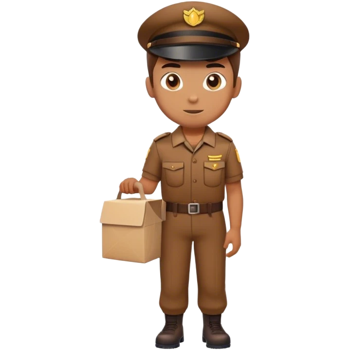 half figure brown uniform delivery boy emoji