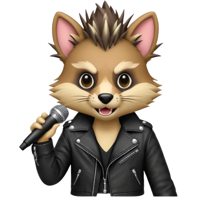 singing punk animal with microphone emoji