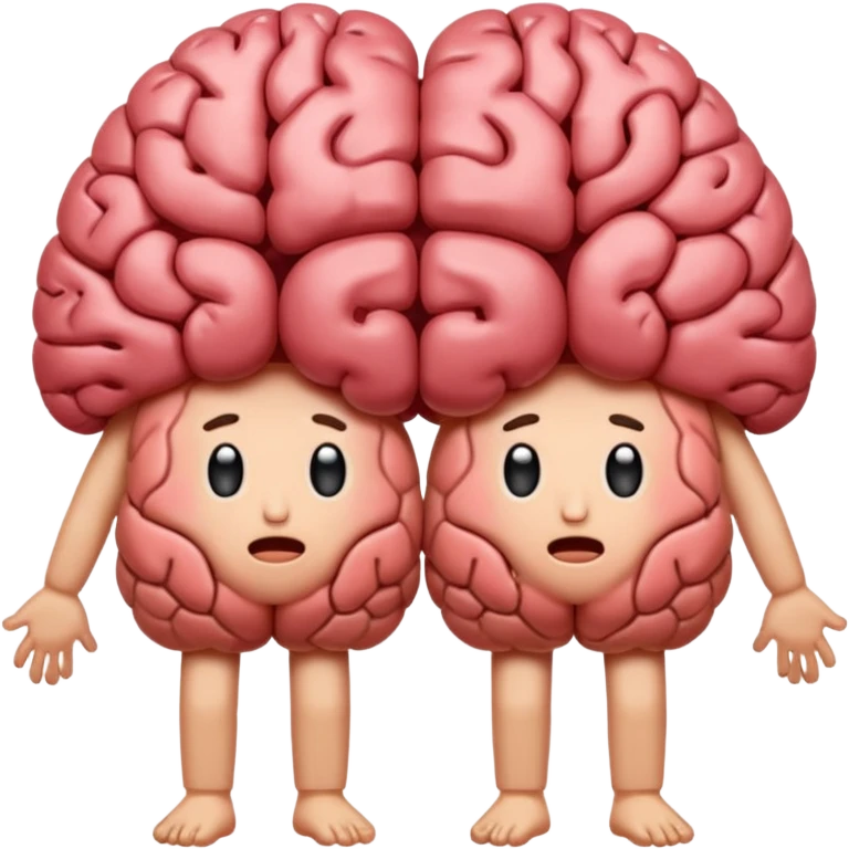 Two Brains holding hands and sweating emoji