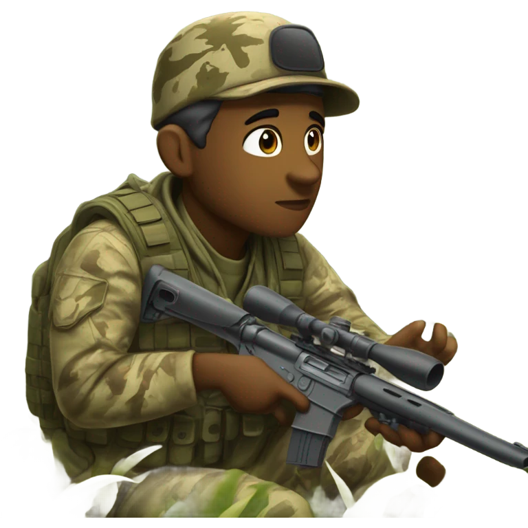sniper in the wilderness with deer emoji
