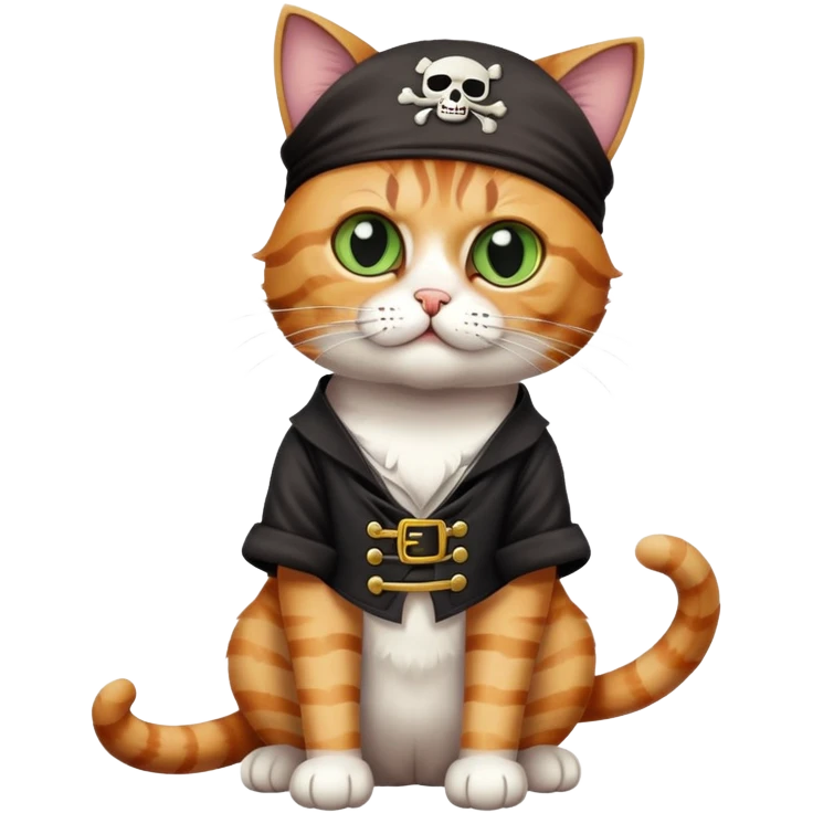 cat full body sitting with a pirate eye patch emoji