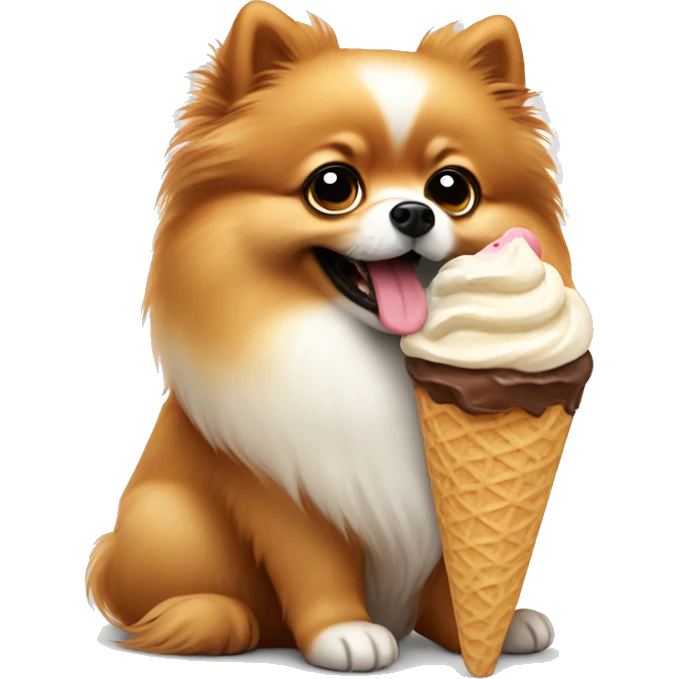 Pomeranian eating ice cream emoji