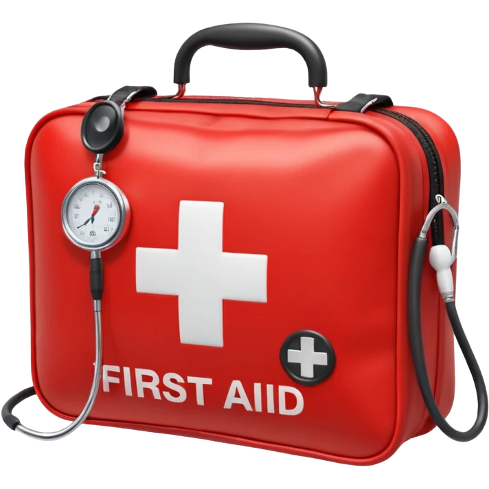 First aid help bag with stethoscope isolated for Emergency Medicine emoji make it to be red emoji